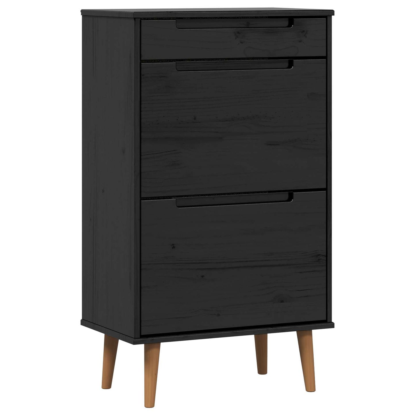 Shoe Cabinet MOLDE 59.5 x 35 x 103 cm Solid Pine Wood Black