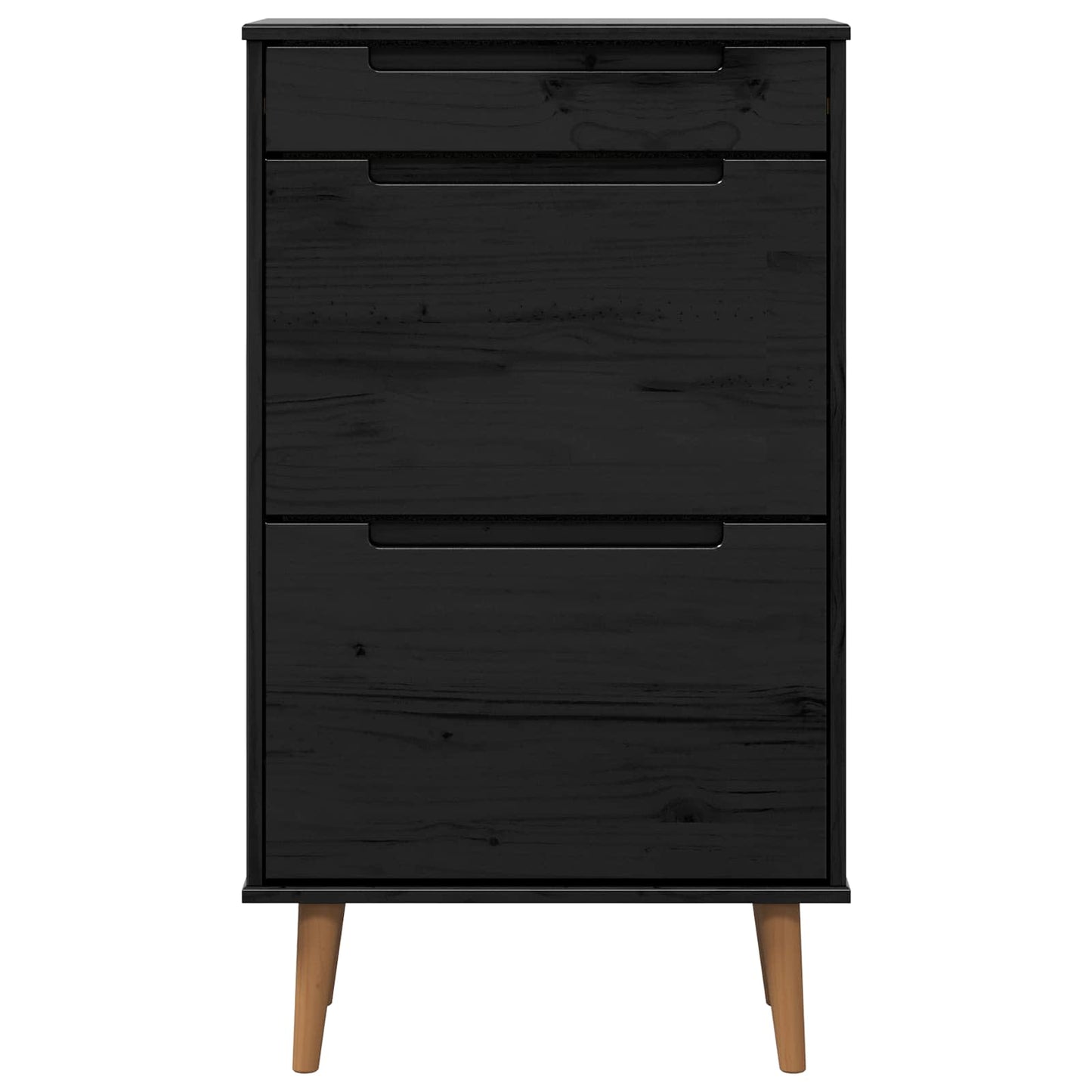 Shoe Cabinet MOLDE 59.5 x 35 x 103 cm Solid Pine Wood Black