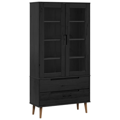 Glass Display Cabinet MOLDE 90 x 35 x 175 cm Solid Pine Wood