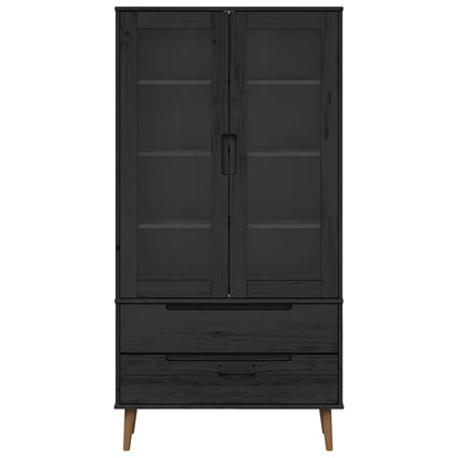 Glass Display Cabinet MOLDE 90 x 35 x 175 cm Solid Pine Wood