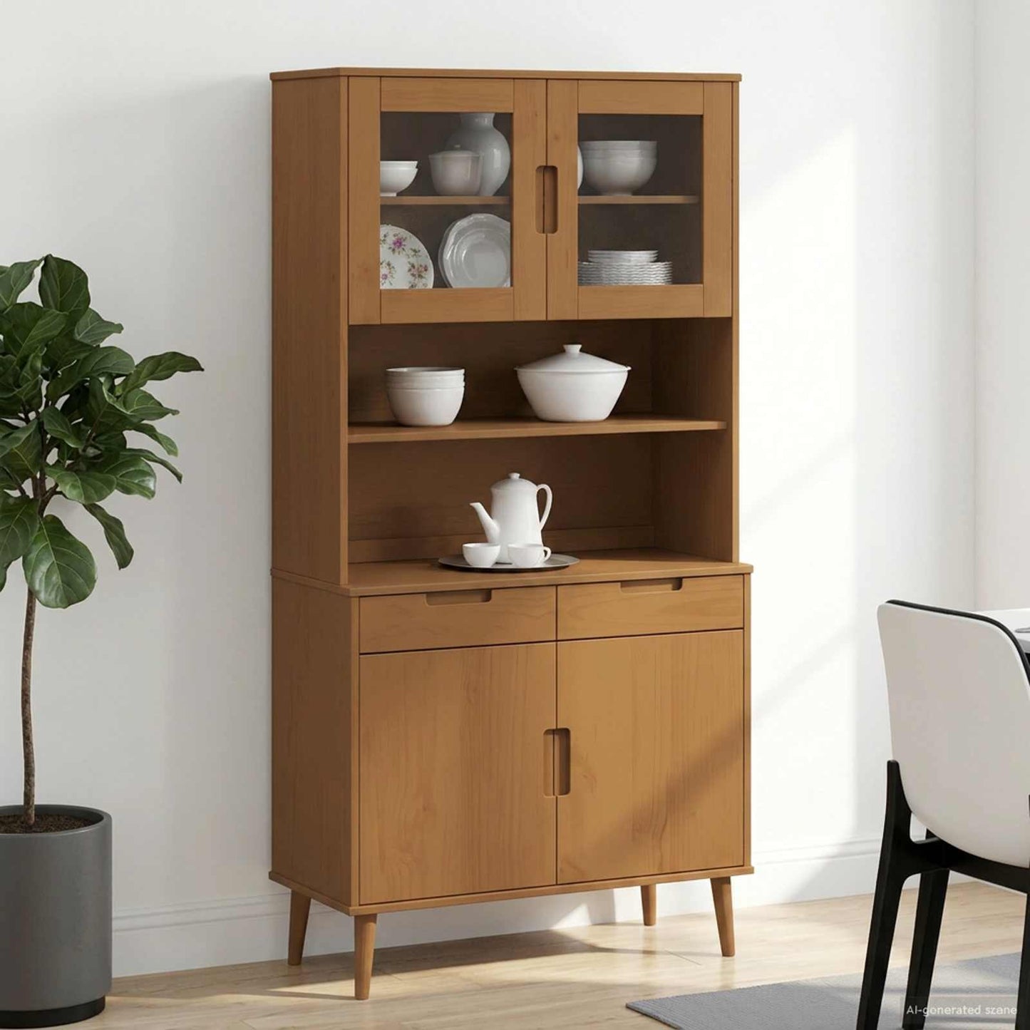 Hutch MOLDE Caramel 90 x 35 x 100 cm Solid Pine Wood