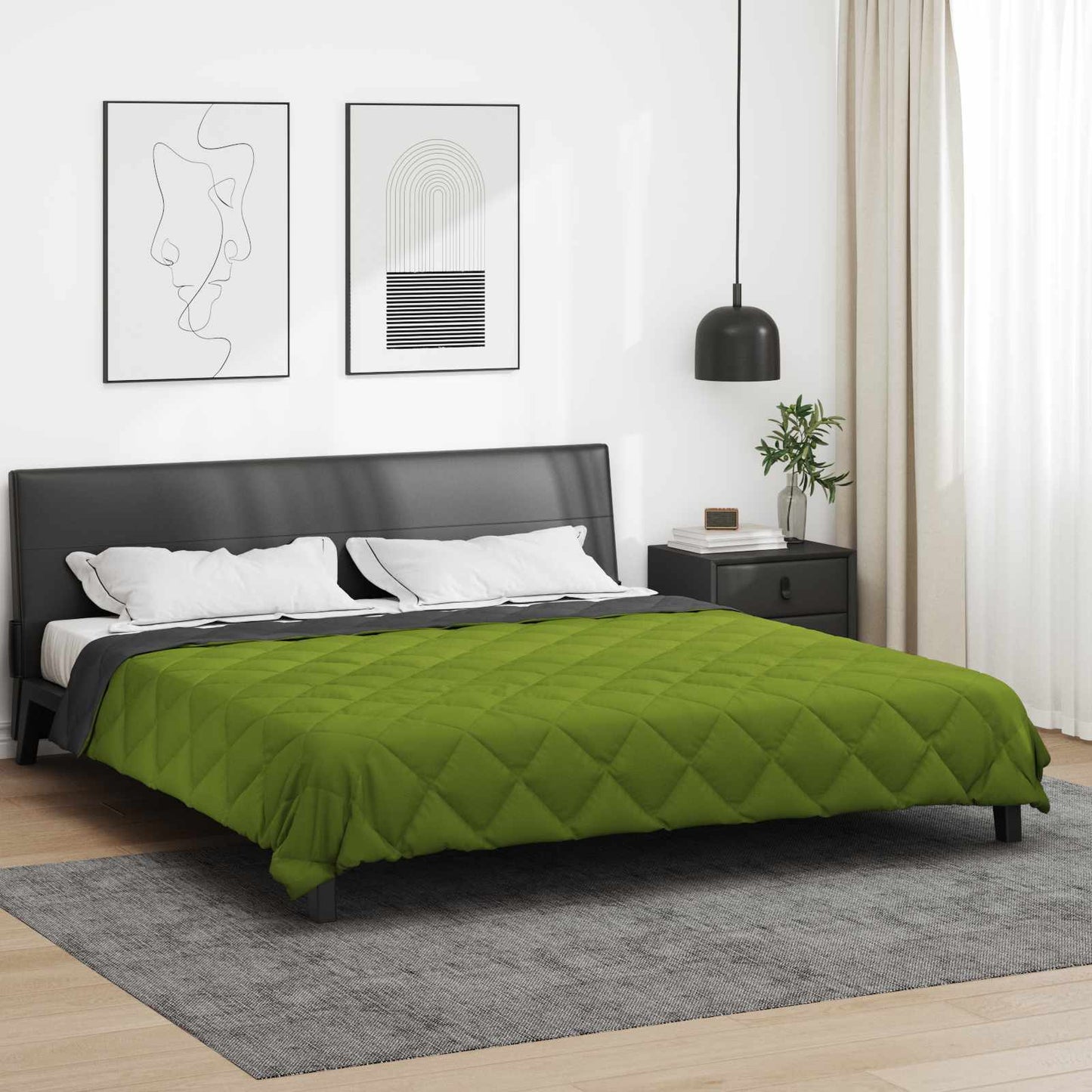 Summer Duvet Green and Anthracite 240 x 200 cm Microfiber