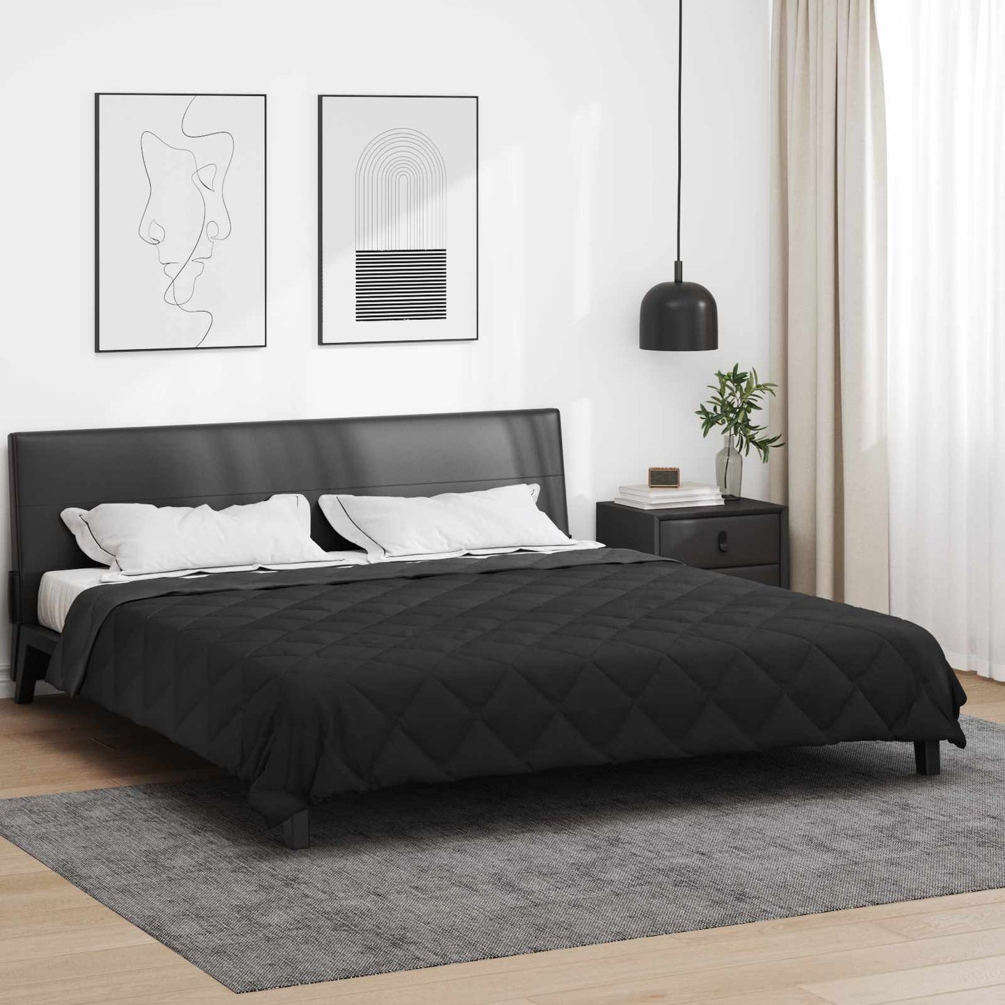 Summer Duvet Black and Anthracite 220 x 260 cm Microfiber
