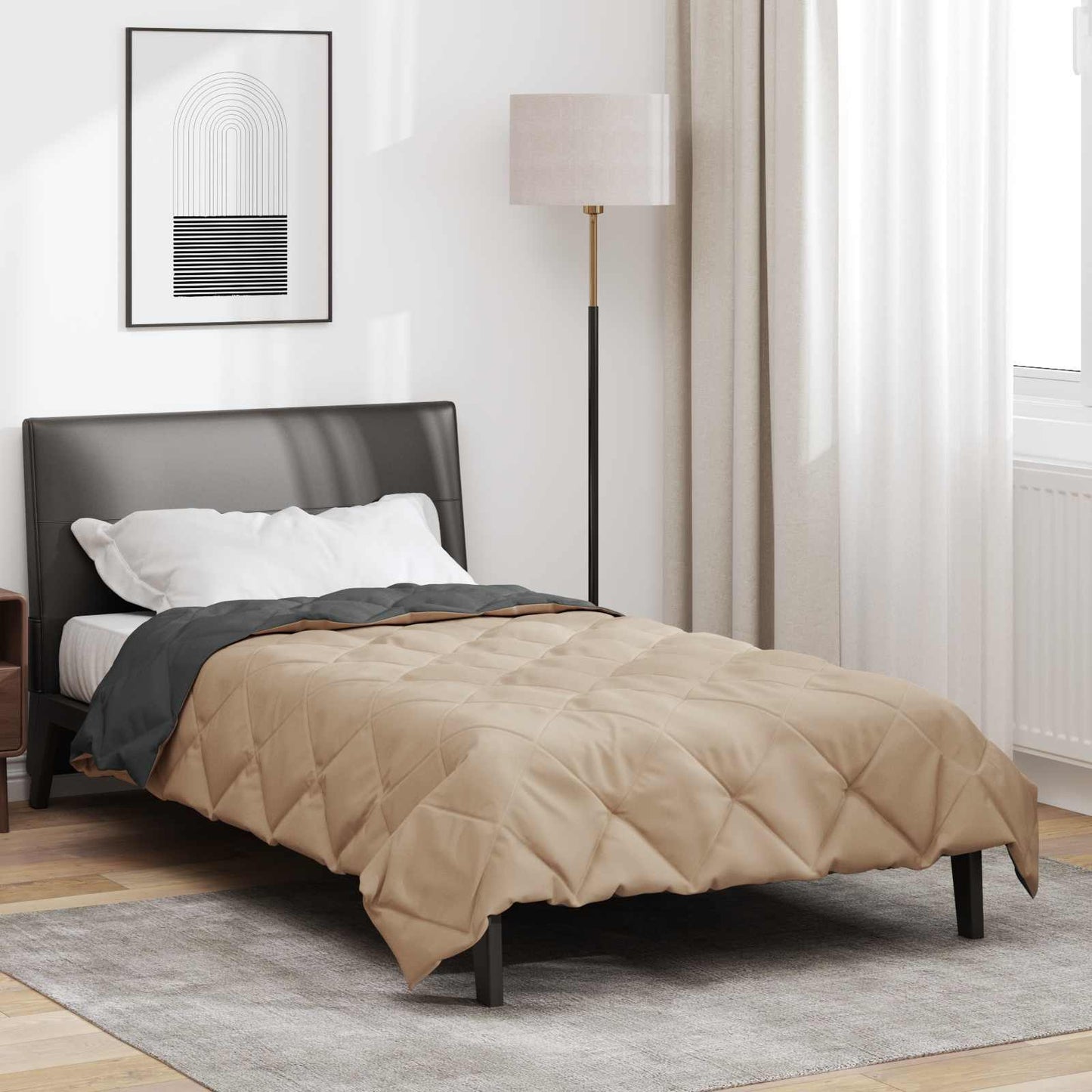 Full Year Duvet Anthracite and Taupe 155 x 220 cm Microfiber