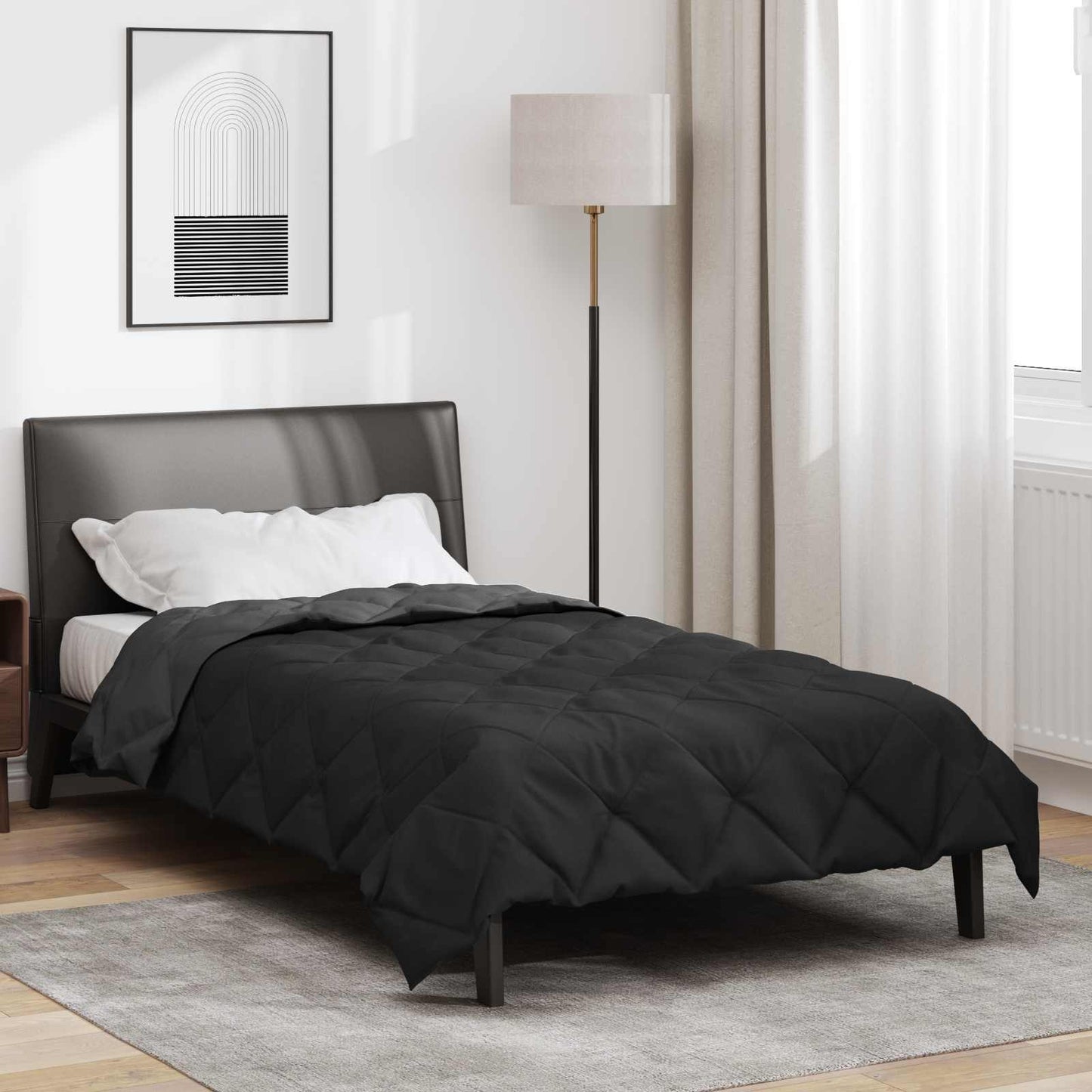 Full Year Duvet Black and Anthracite 135 x 220 cm Microfiber