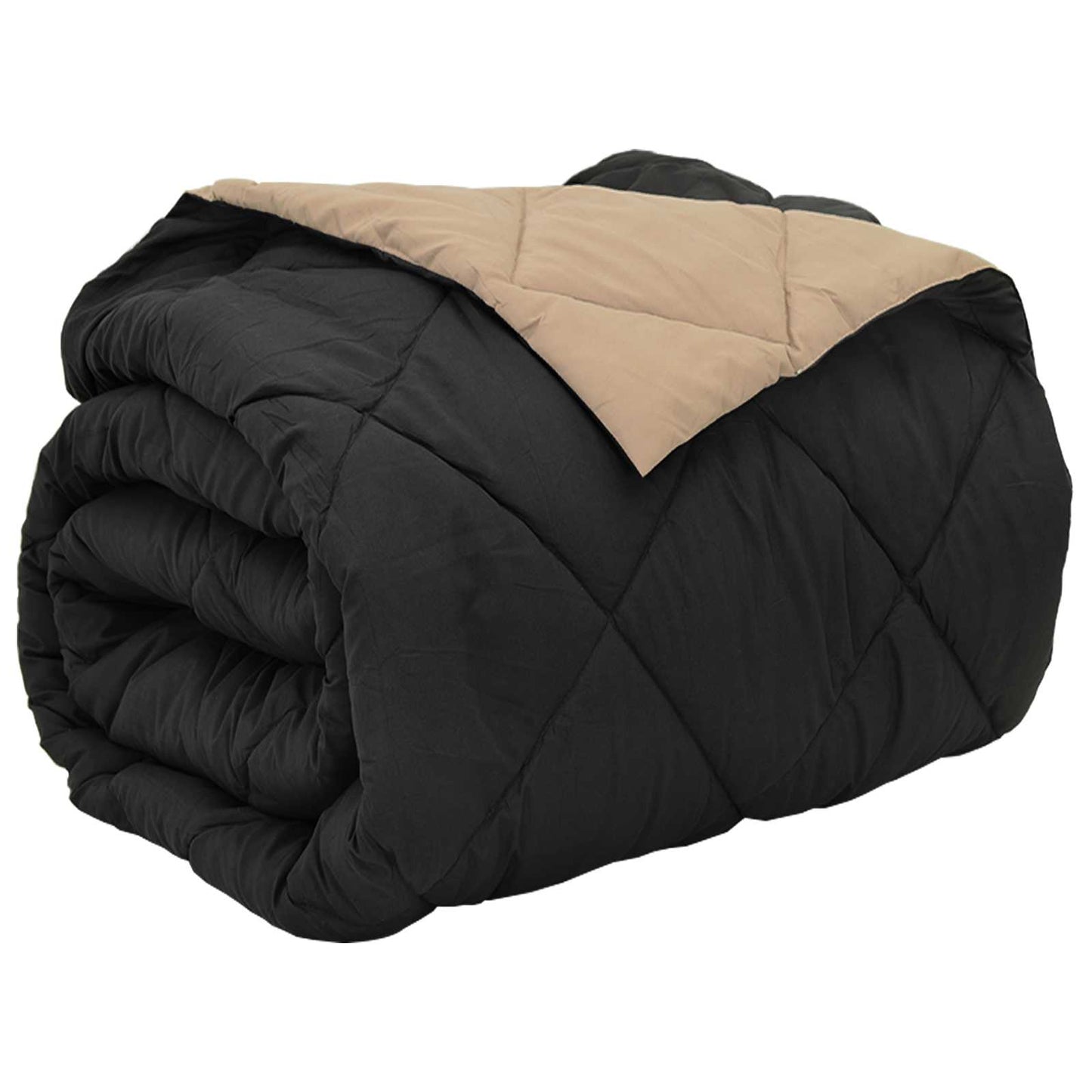 Full Year Duvet Black and Taupe 200 x 240 cm Microfiber
