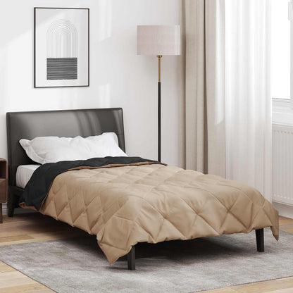 Full Year Duvet Black and Taupe 155 x 220 cm Microfiber