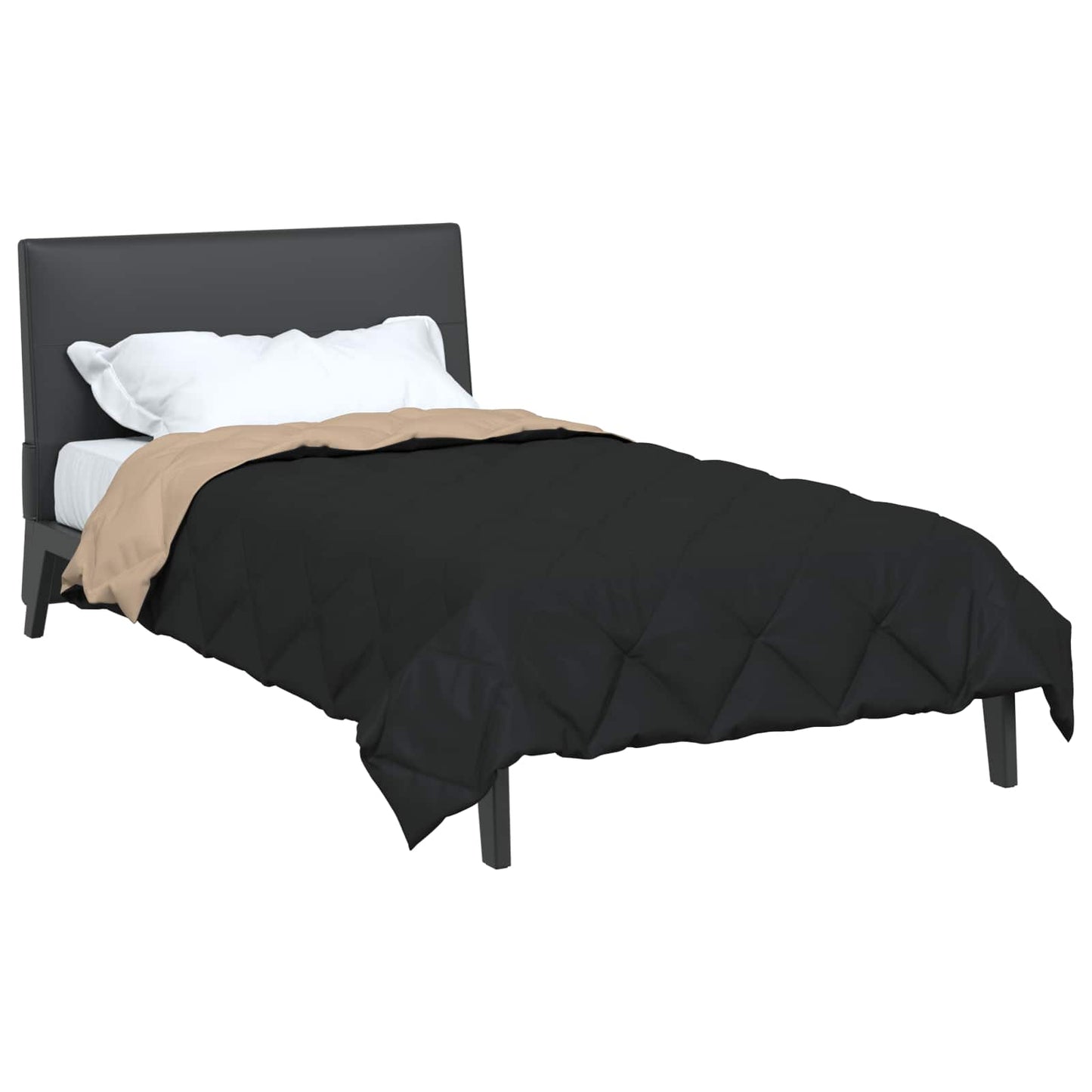 Full Year Duvet Black and Taupe 155 x 220 cm Microfiber
