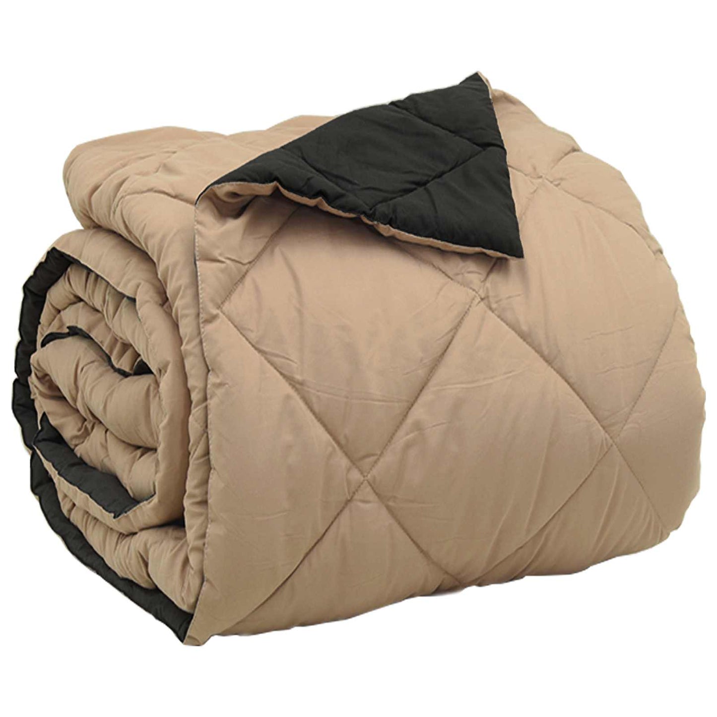 Full Year Duvet Black and Taupe 220 x 260 cm Microfiber