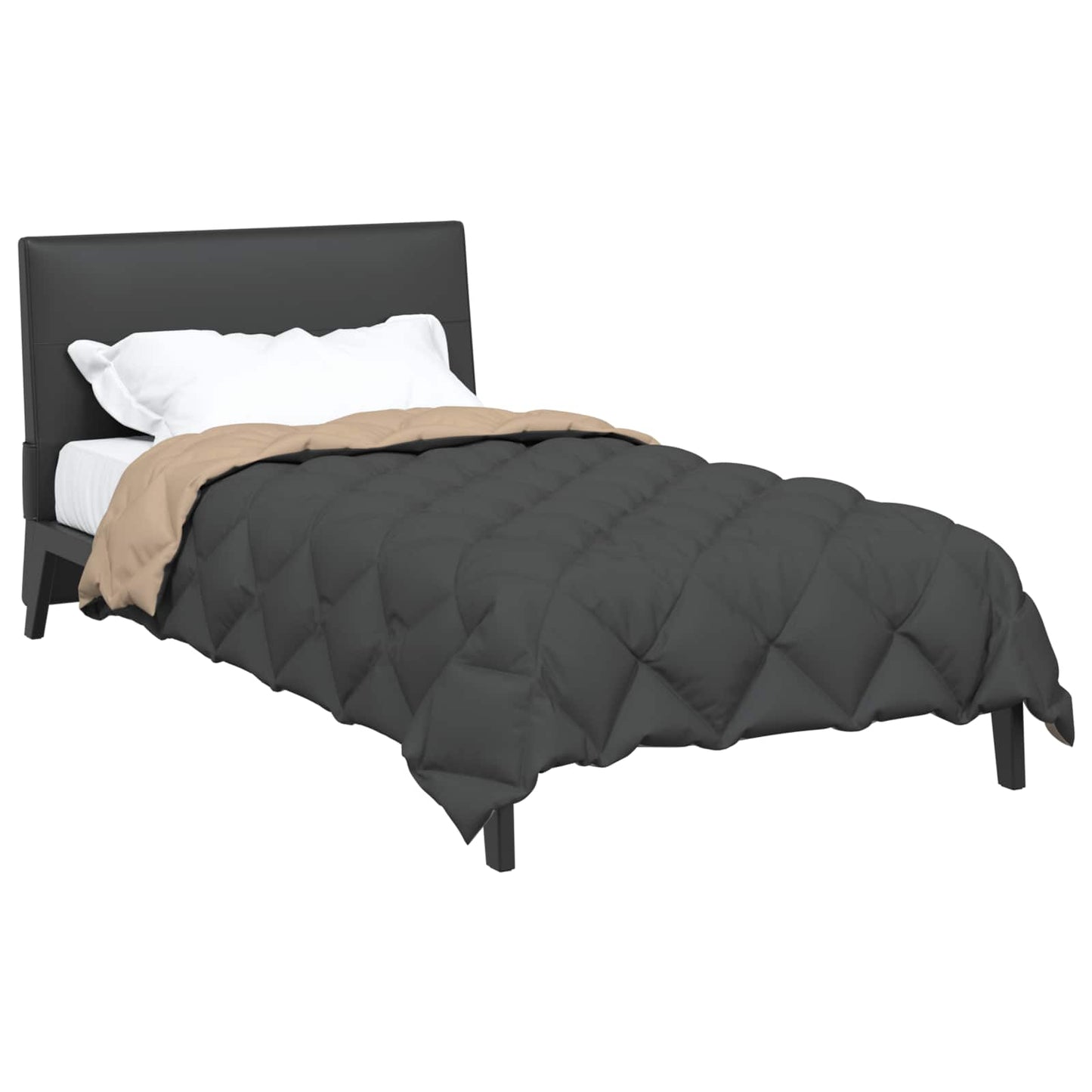 Winter Duvet Anthracite and Taupe 135 x 220 cm Microfiber