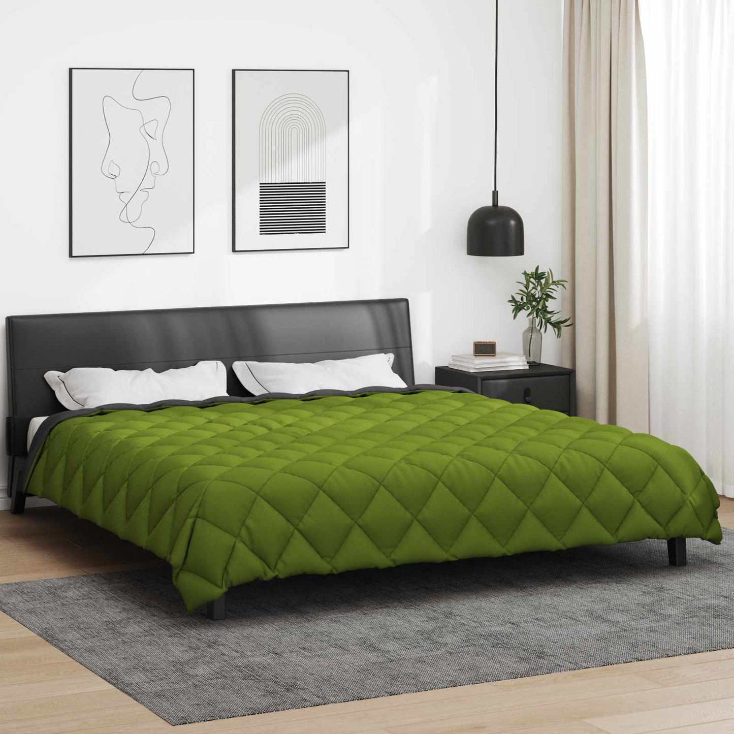 Winter Duvet Green and Anthracite 200 x 220 cm Microfiber