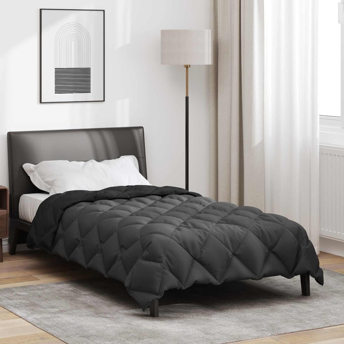 Winter Duvet Black and Anthracite 135 x 220 cm Microfiber