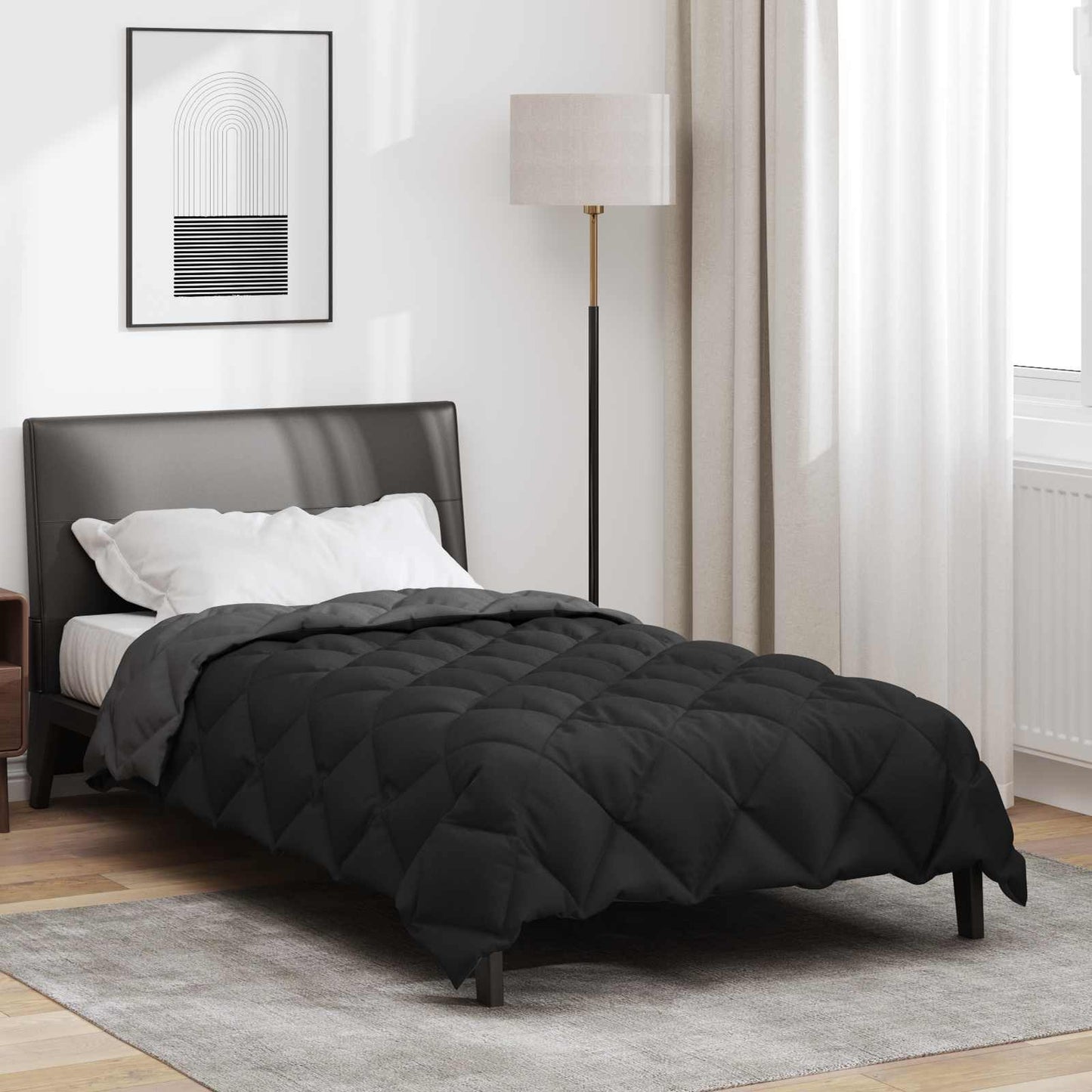 Winter Duvet Black and Anthracite 135 x 220 cm Microfiber