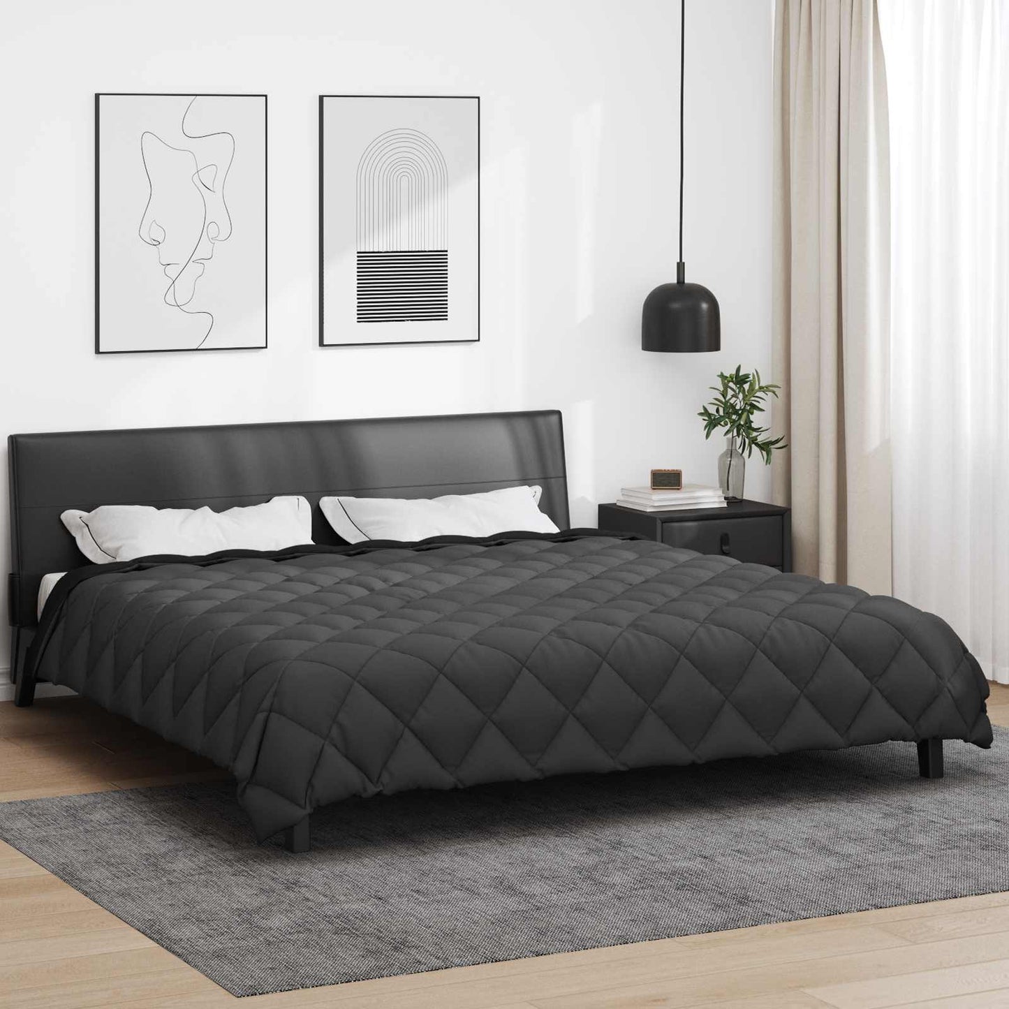 Winter Duvet Black and Anthracite 220 x 260 cm Microfiber