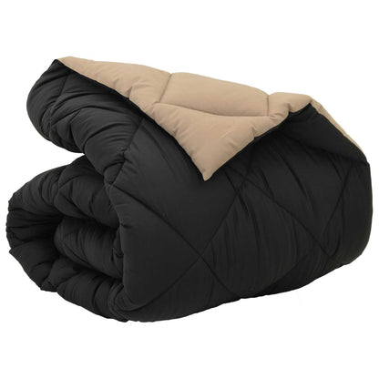 Winter Duvet Black and Taupe 135 x 200 cm Microfiber