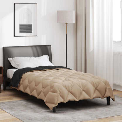 Winter Duvet Black and Taupe 155 x 220 cm Microfiber