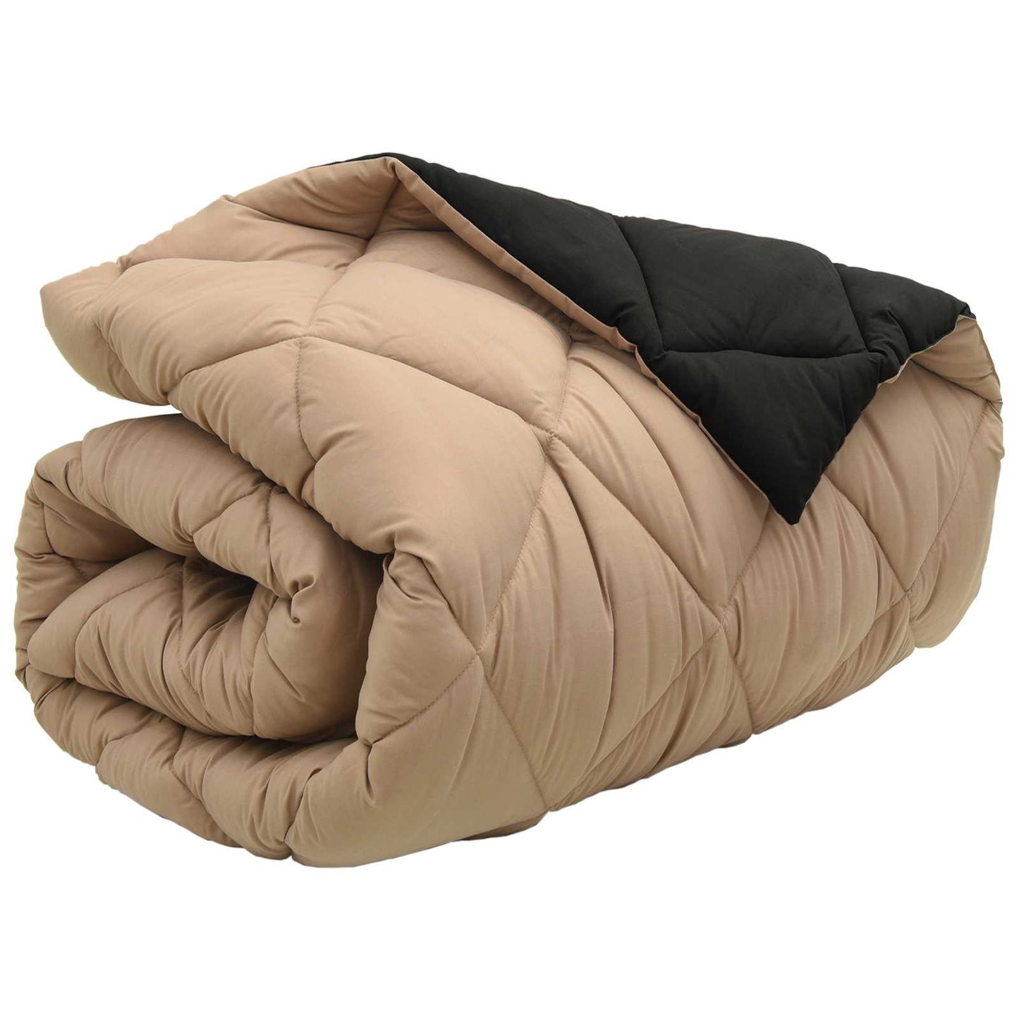 Winter Duvet Black and Taupe 155 x 220 cm Microfiber