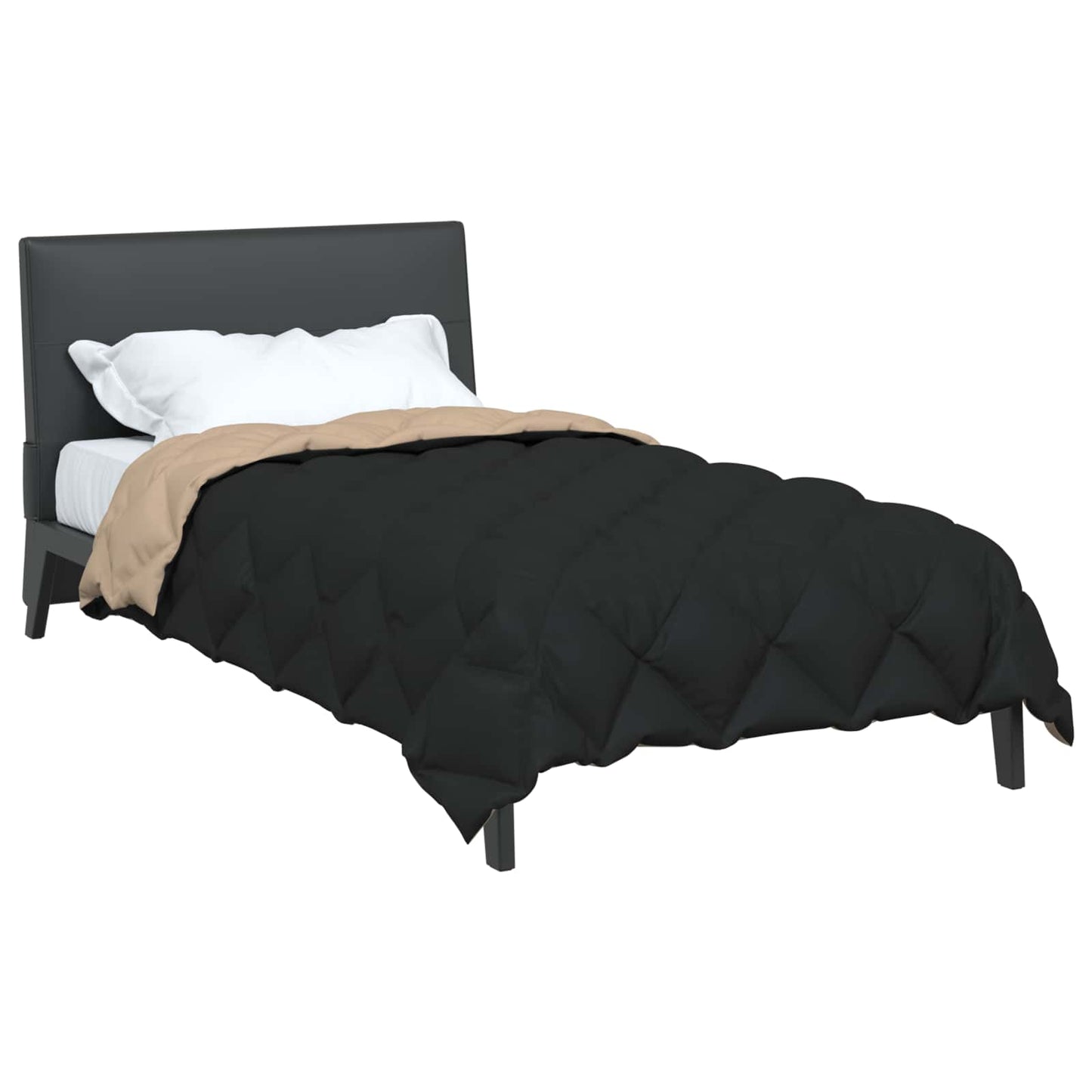 Winter Duvet Black and Taupe 135 x 220 cm Microfiber