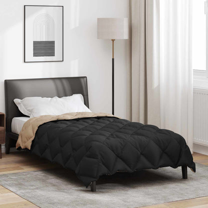 Winter Duvet Black and Taupe 155 x 220 cm Microfiber