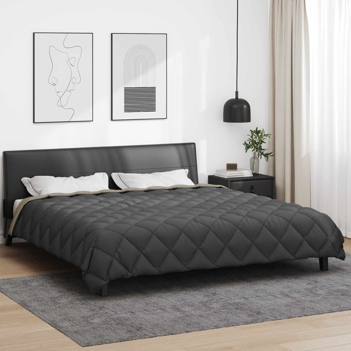 Winter Duvet Light Grey and Anthracite 200 x 240 cm Microfiber
