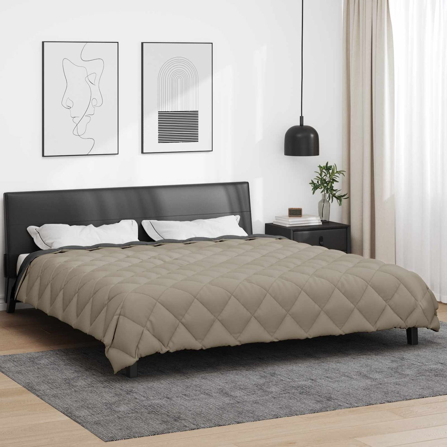 Winter Duvet Light Grey and Anthracite 200 x 220 cm Microfiber