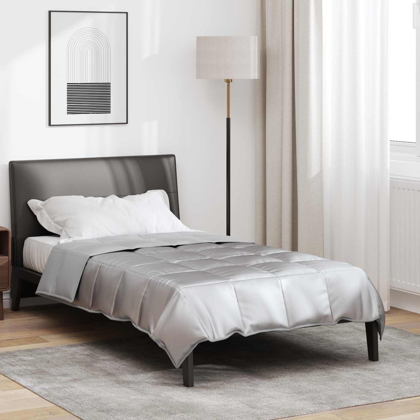 Full Year Duvet Silver 135 x 200 cm Satin and Microfiber