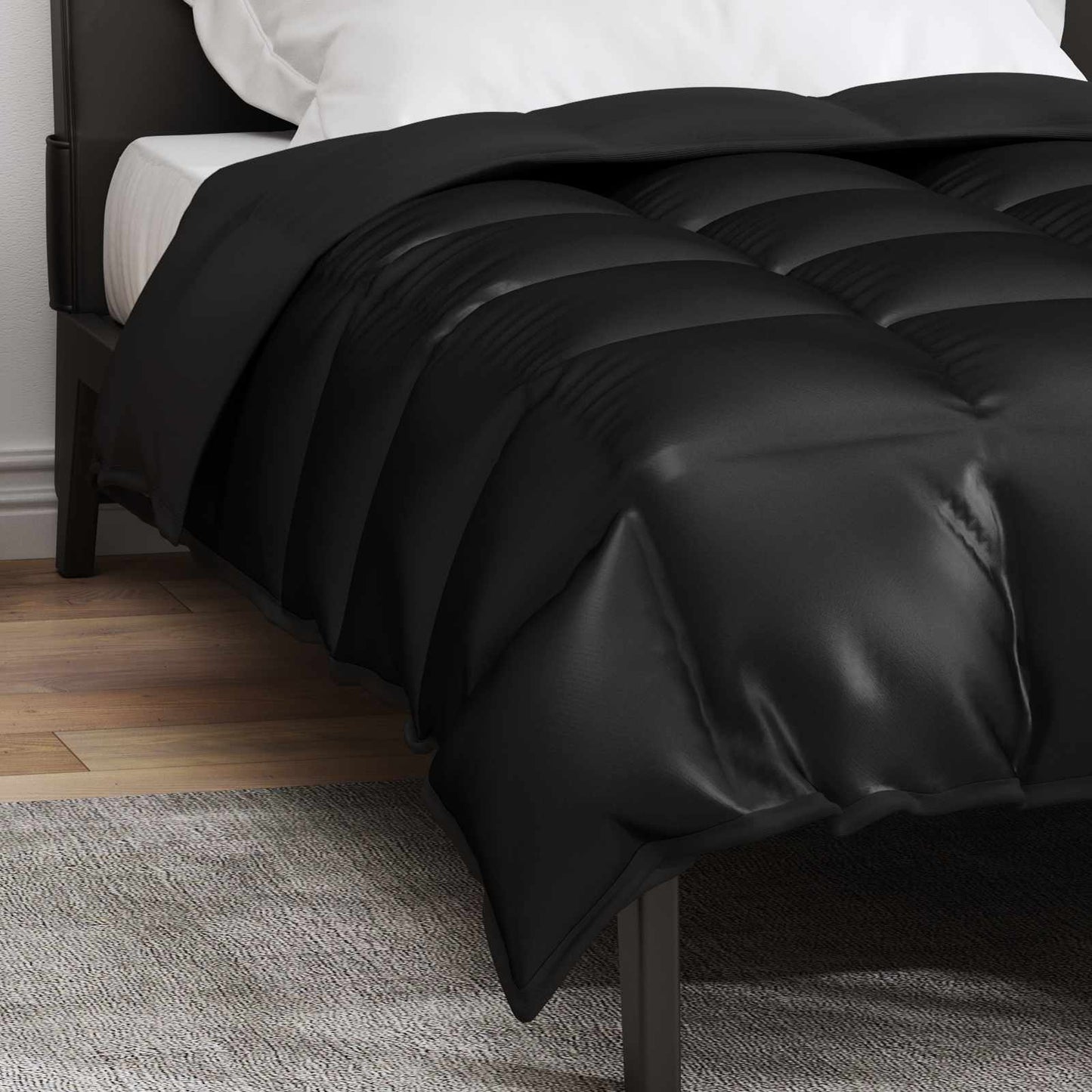 Winter Duvet Black 140 x 200 cm Satin and Microfiber