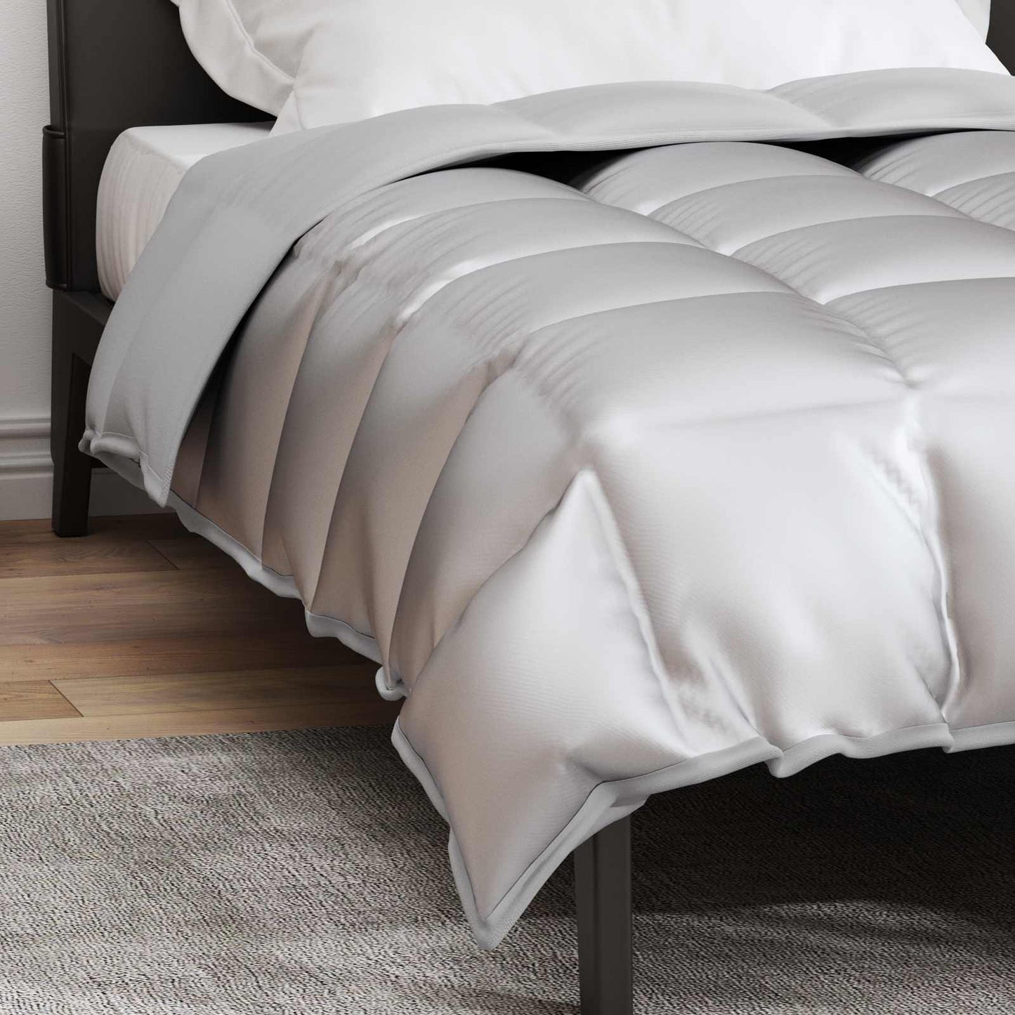 Winter Duvet Silver 135 x 220 cm Satin and Microfiber