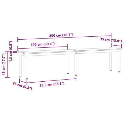 Bench Black Oak 200 x 35 x 45 cm Engineered Wood