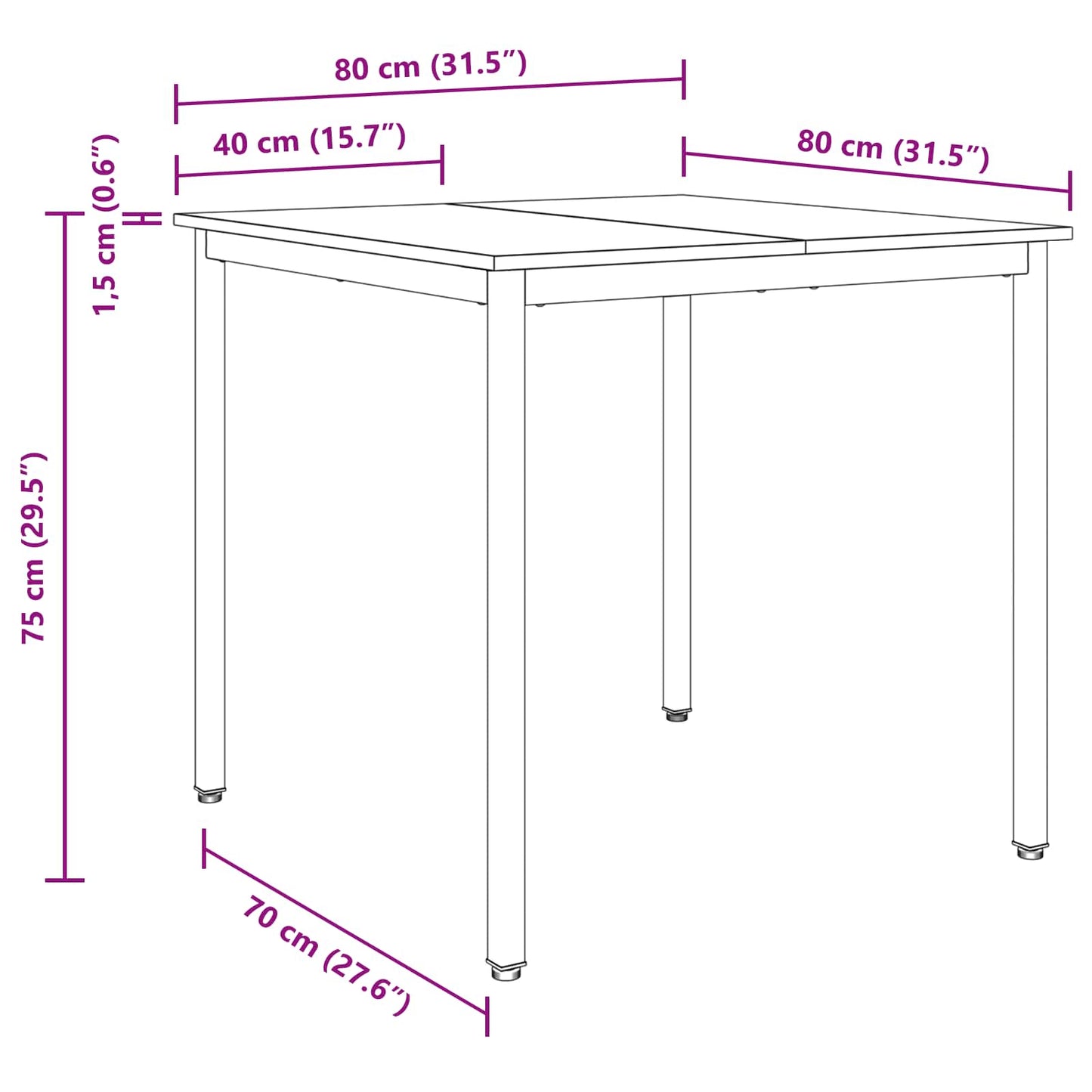 Dining Tables 80 x 80 x 75 cm Engineered Wood Sonoma Oak Square