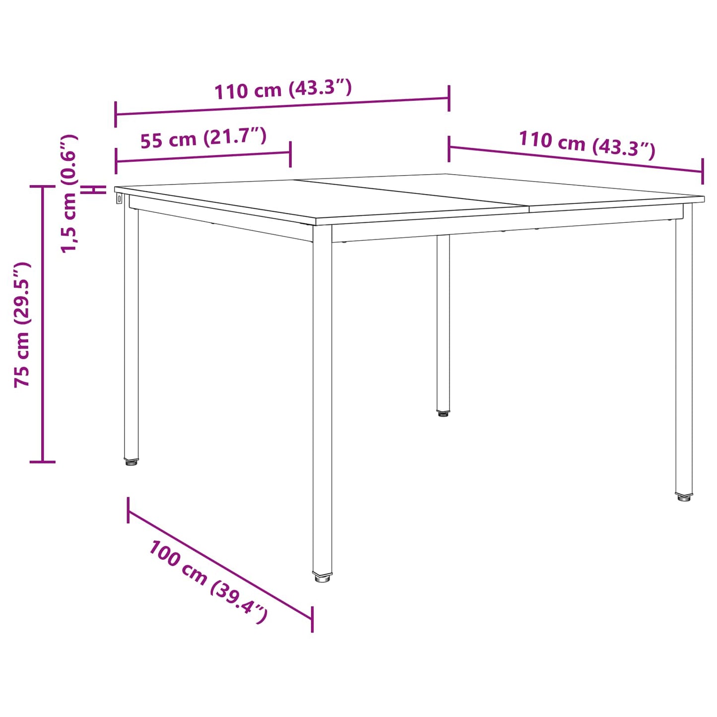 Dining Tables 110 x 110 x 75 cm METAL
