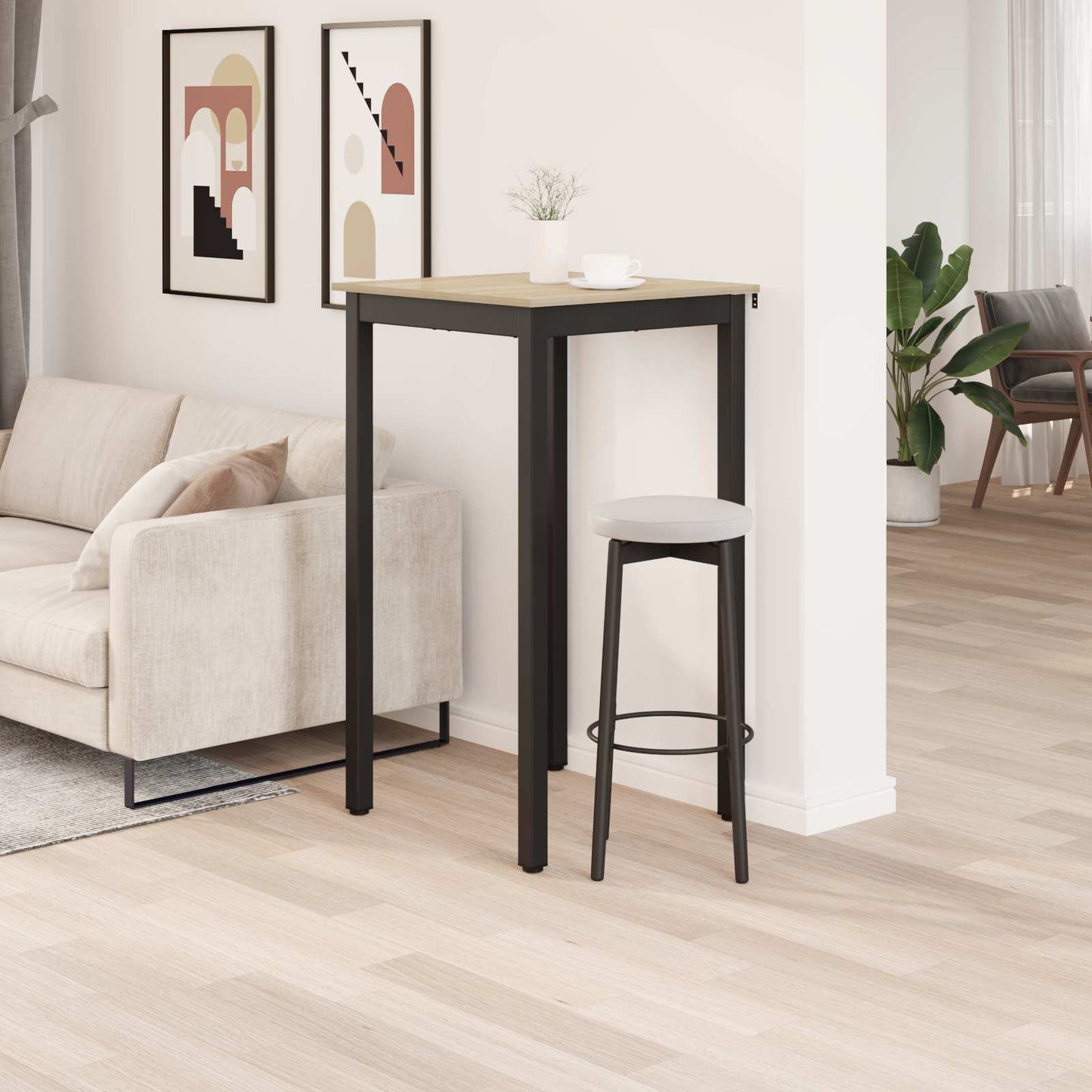 Standing Bar Table Engineered Wood Square