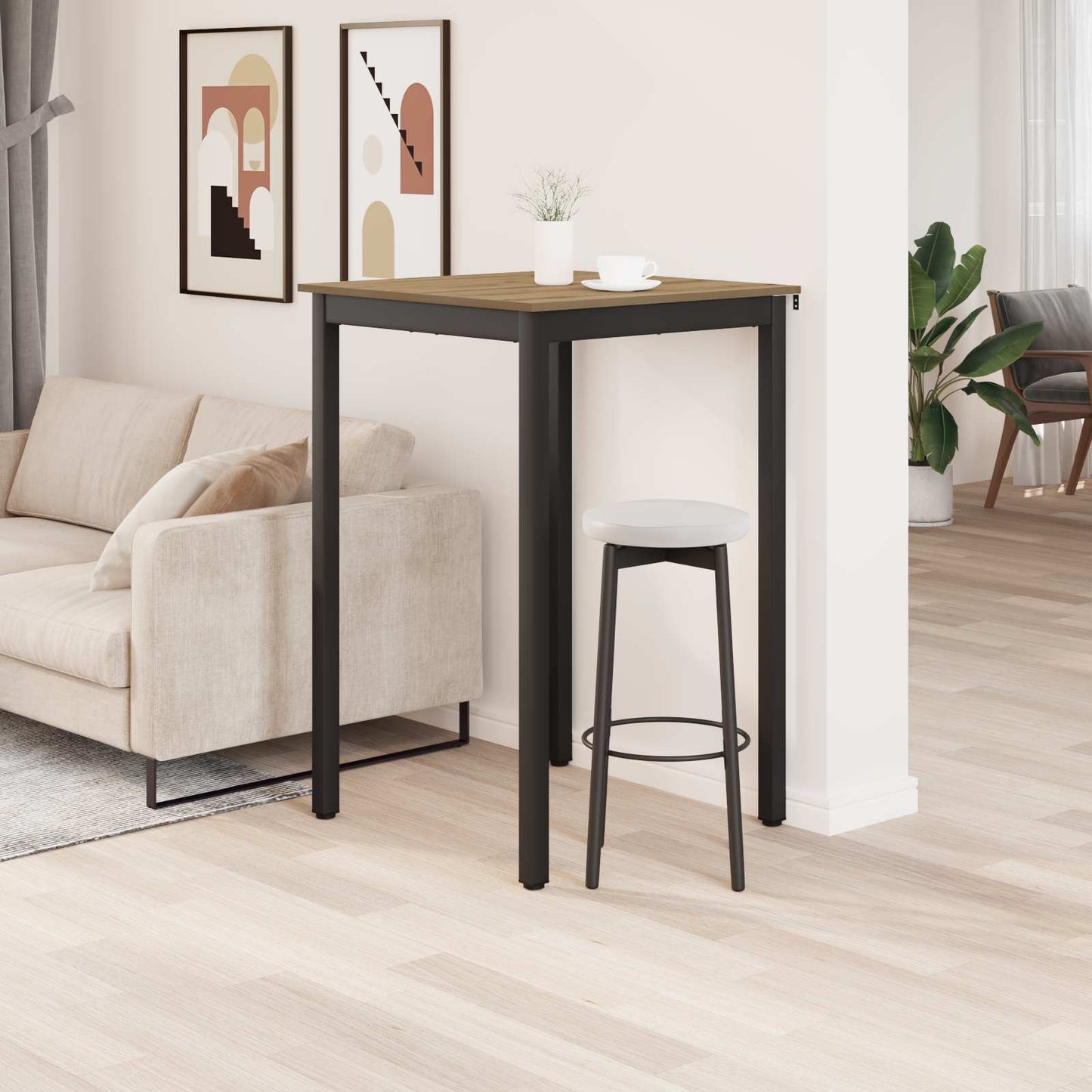 Standing Bar Table Engineered Wood Square