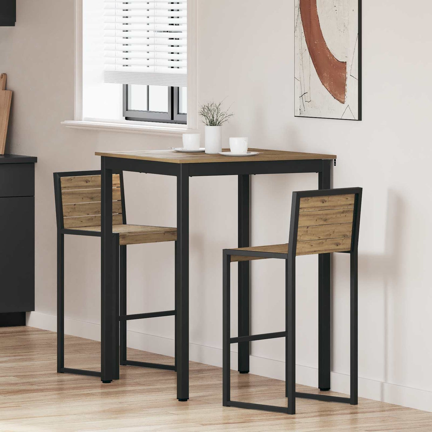 Standing Bar Table Engineered Wood Square