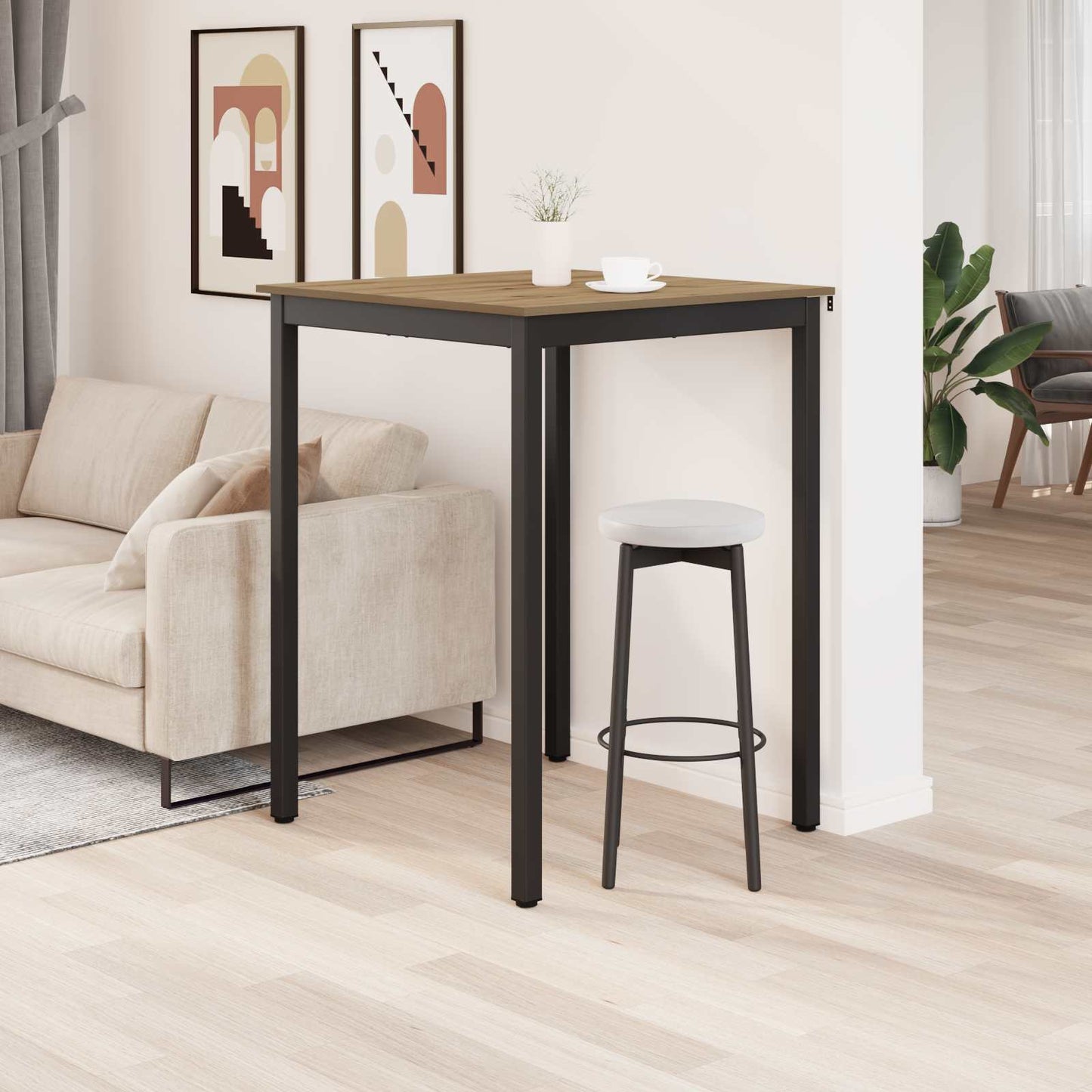 Standing Bar Table Engineered Wood Square