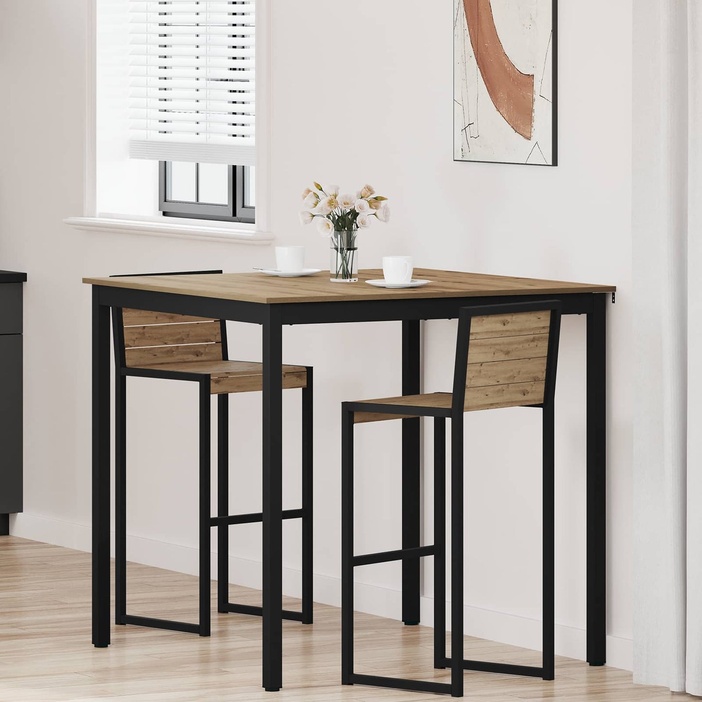 Standing Bar Table Engineered Wood Square
