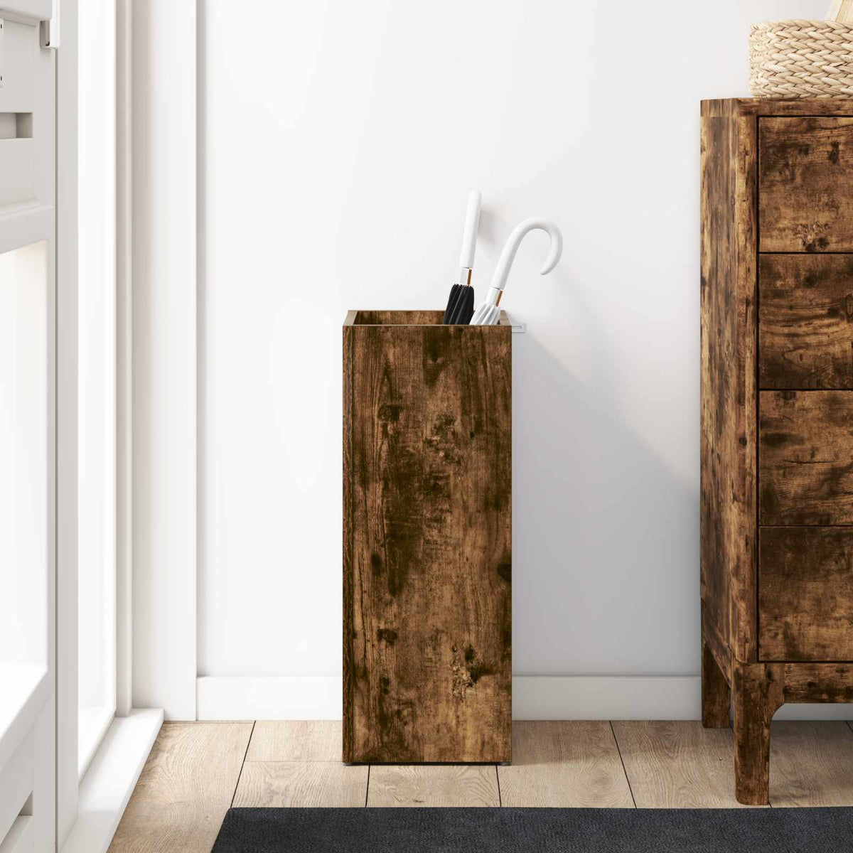 Umbrella Stand Smoked Oak 25 x 24.5 x 64 cm Engineered Wood