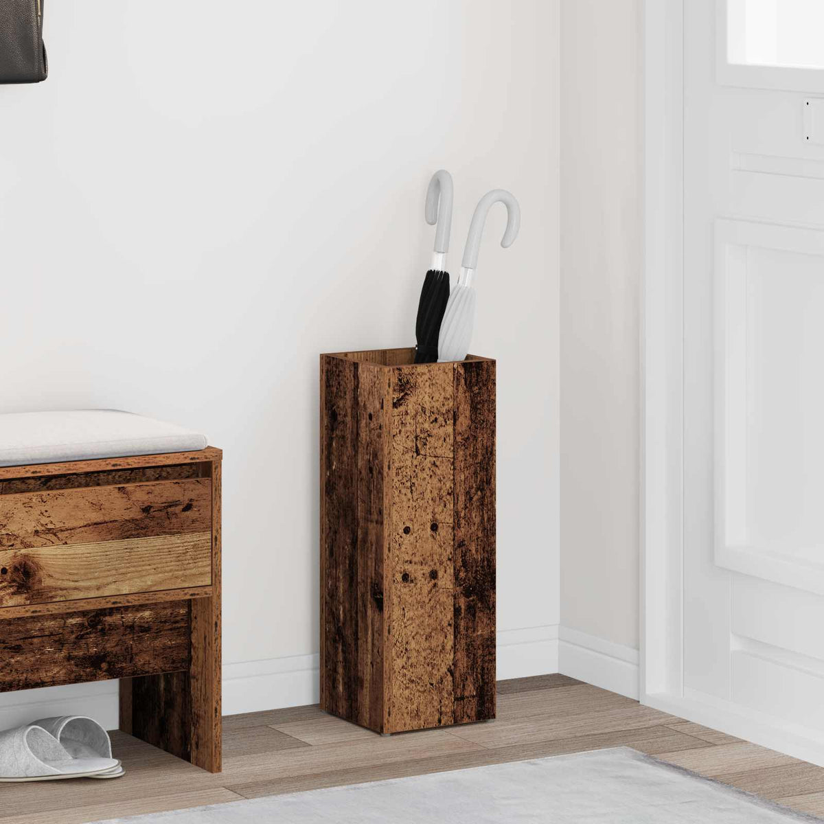 Umbrella Stand Old Wood 20 x 20 x 55.5 cm Engineered Wood