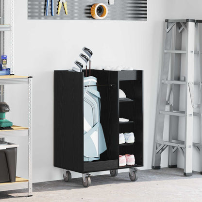 Golf Cabinet with Wheel Plain Black Oak 65 x 45 x 98 cm