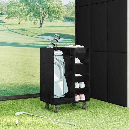 Golf Cabinet with Wheel Plain Black Oak 65 x 45 x 98 cm