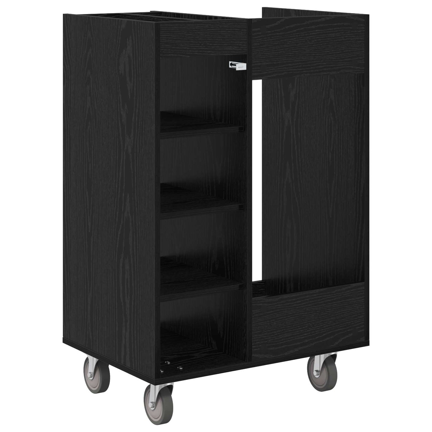 Golf Cabinet with Wheel Plain Black Oak 65 x 45 x 98 cm