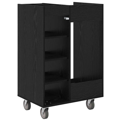 Golf Cabinet with Wheel Plain Black Oak 65 x 45 x 98 cm