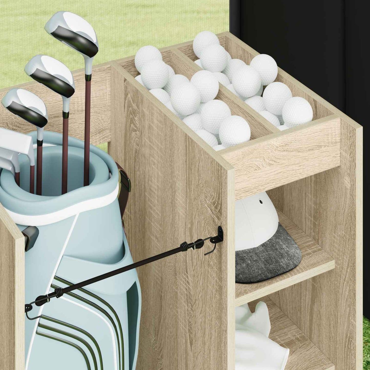 Golf Cabinet with Wheel Plain Sonoma Oak 65 x 45 x 98 cm