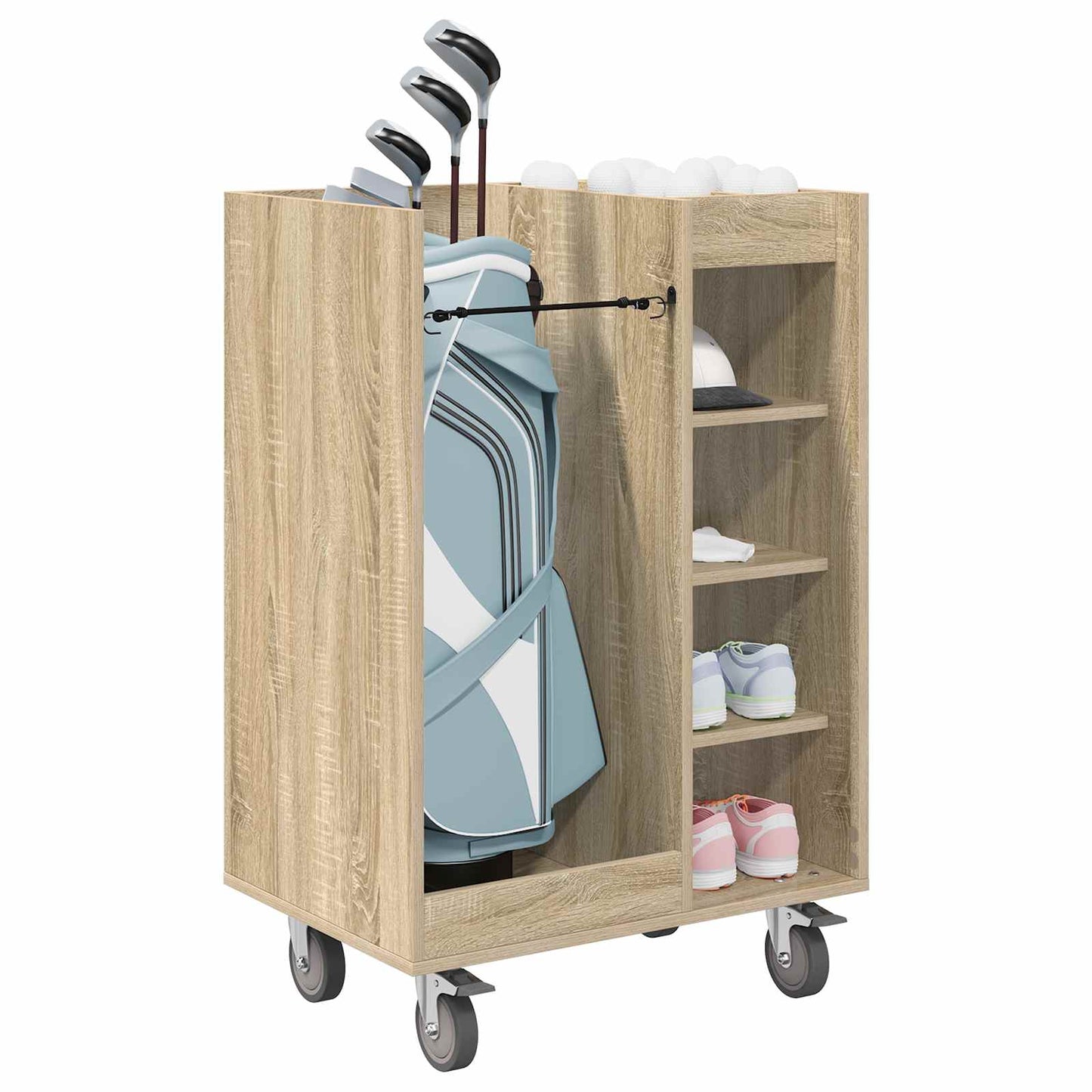 Golf Cabinet with Wheel Plain Sonoma Oak 65 x 45 x 98 cm