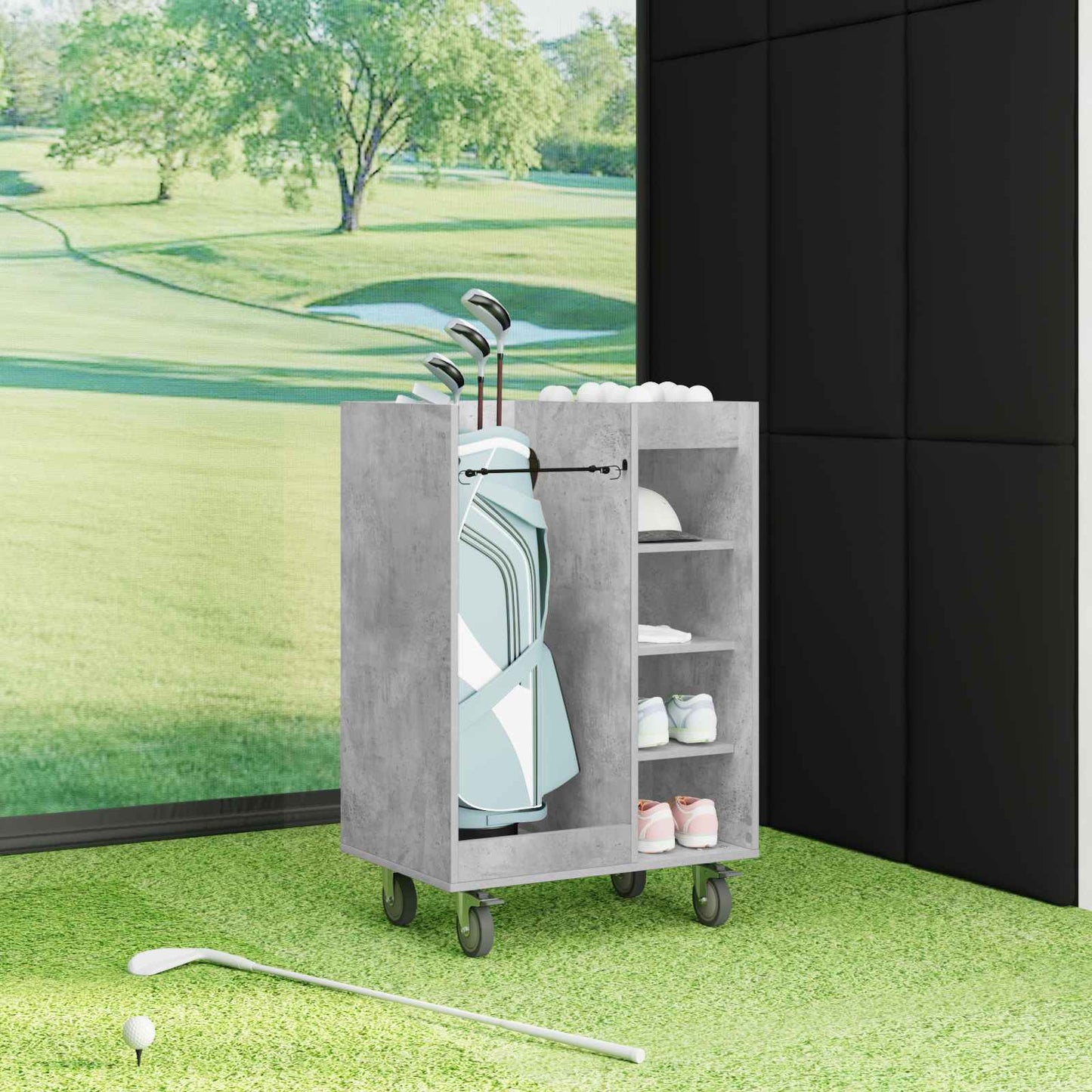 Golf Cabinet with Wheel Plain Concrete Grey 65 x 45 x 98 cm