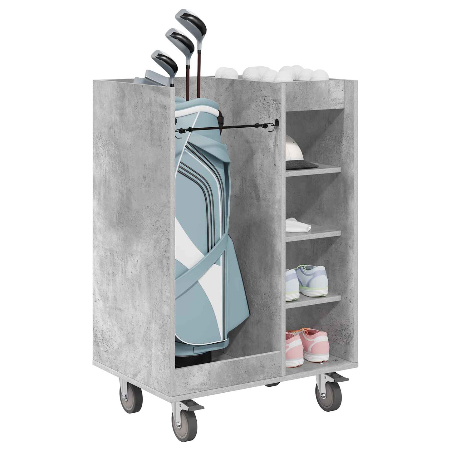 Golf Cabinet with Wheel Plain Concrete Grey 65 x 45 x 98 cm