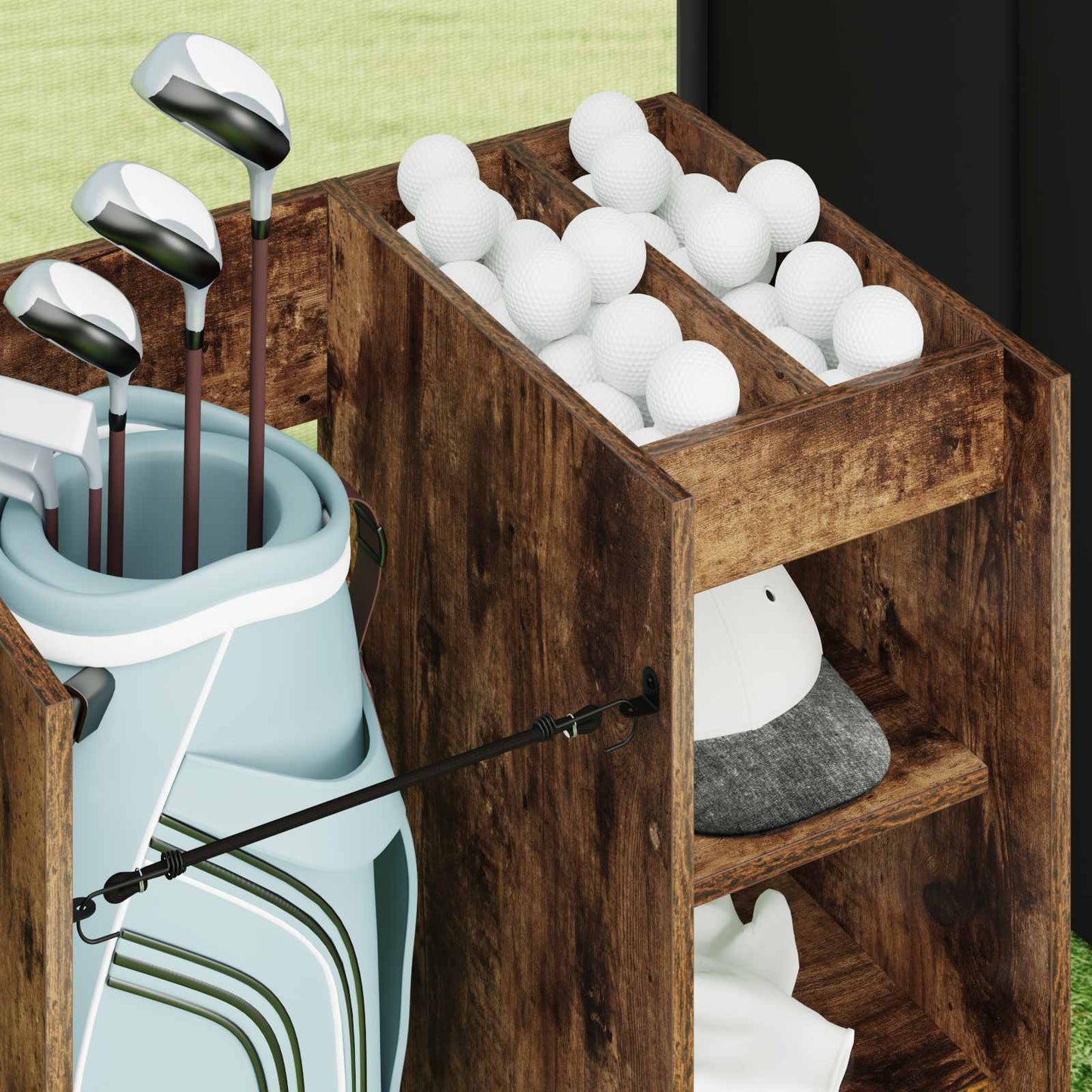 Golf Cabinet with Wheel Plain Smoked Oak 65 x 45 x 98 cm