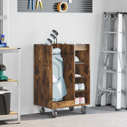 Golf Cabinet with Wheel Plain Smoked Oak 65 x 45 x 98 cm