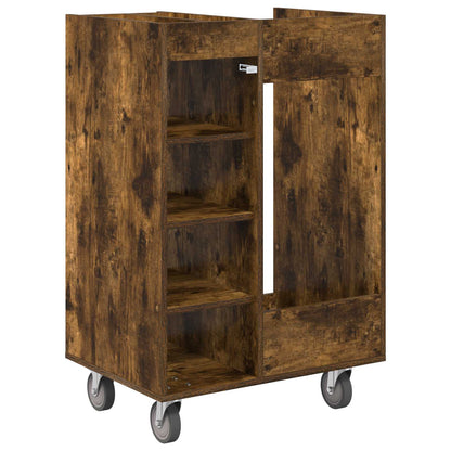 Golf Cabinet with Wheel Plain Smoked Oak 65 x 45 x 98 cm