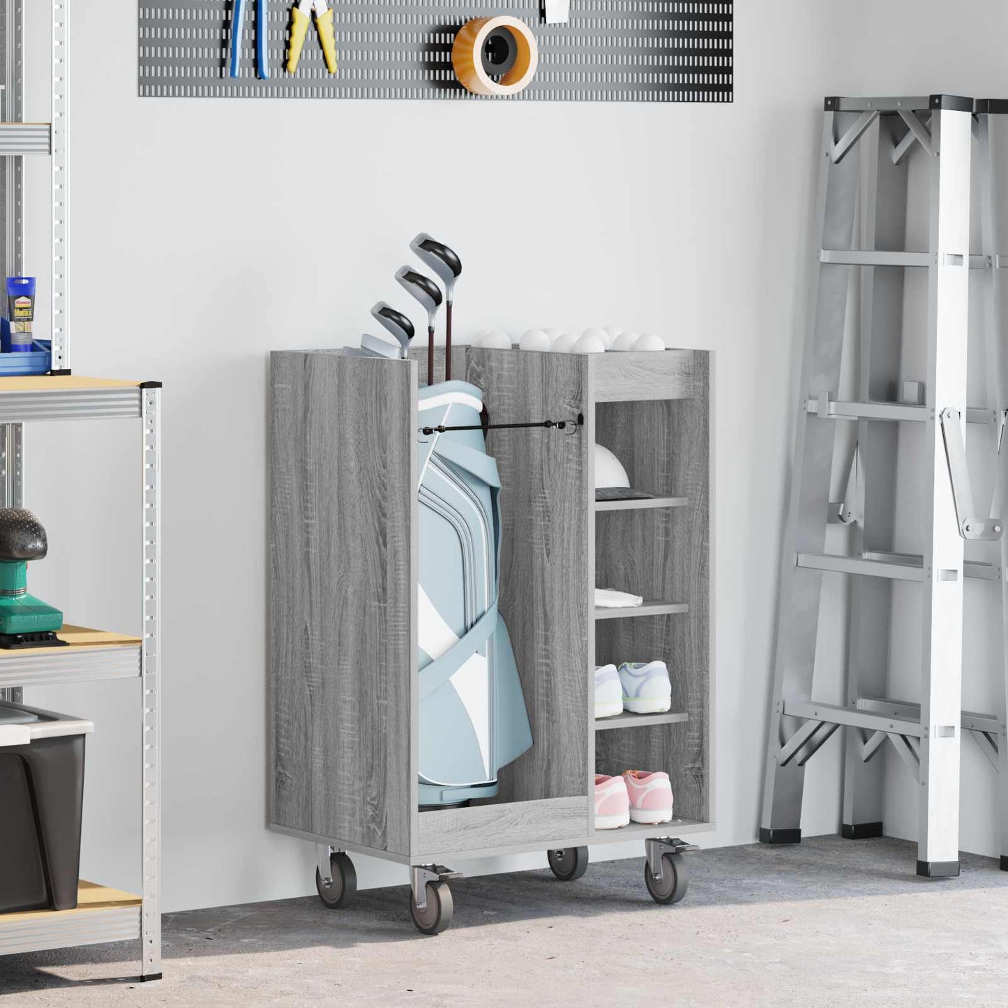 Golf Cabinet with Wheel Plain Grey Sonoma 65 x 45 x 98 cm